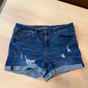 Universal Thread Dark Blue Distressed Rolled Cuff Denim Shorts